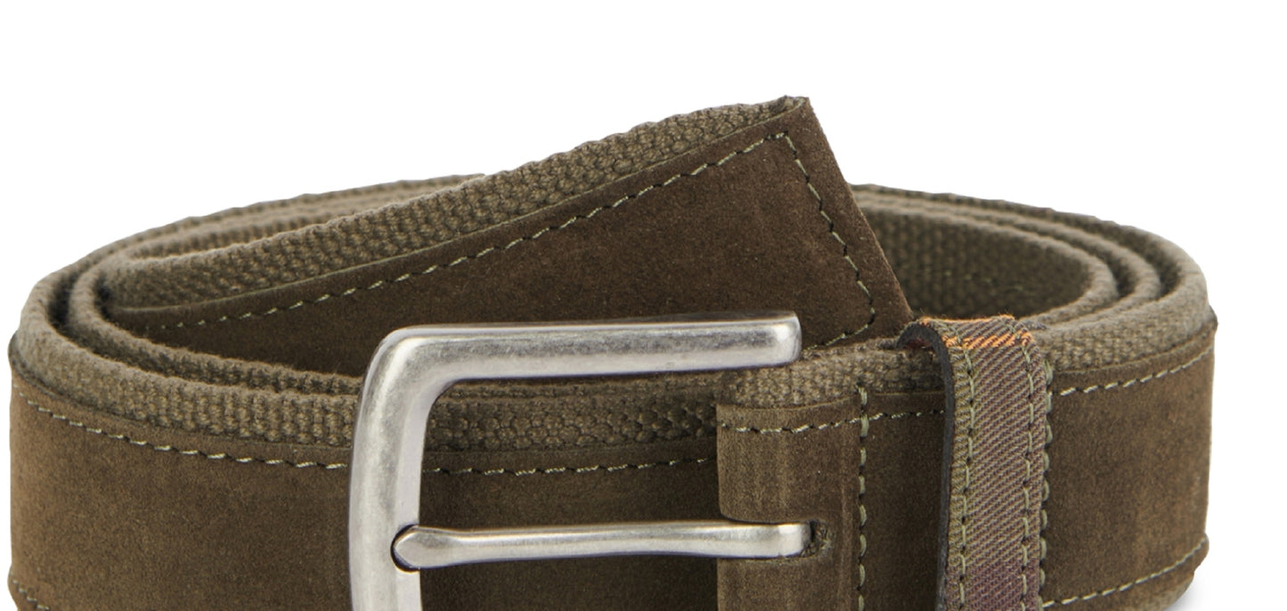 Barbour Men's Padbury Casual Webbing With Tonal Suede Belt Green Size Medium