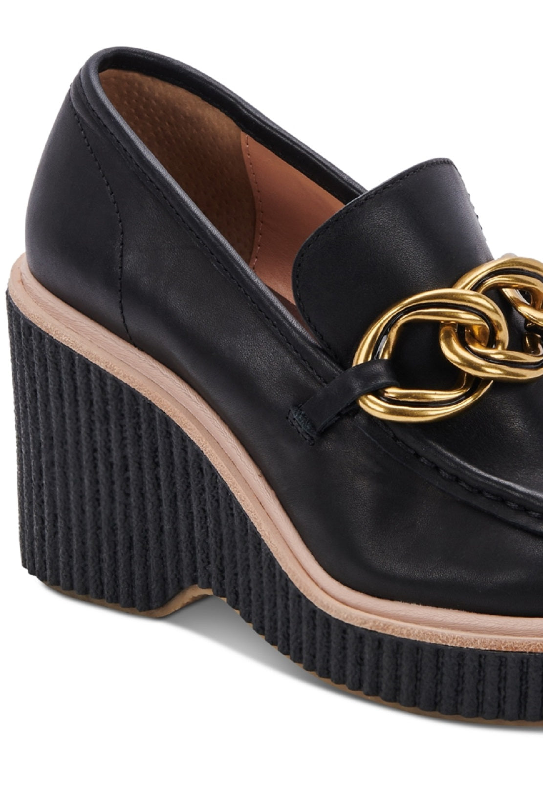 Dolce Vita Women's Brenan Platform Loafer Leather Black Size 7.5 M