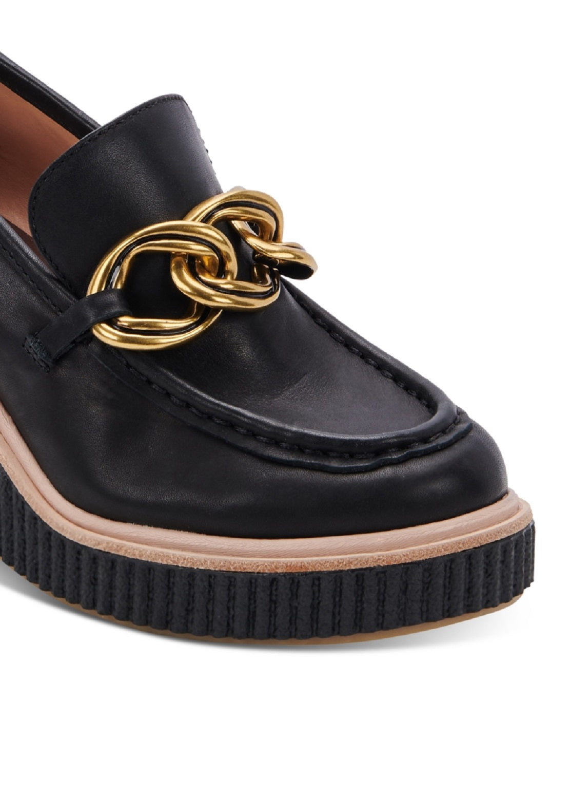 Dolce Vita Women's Brenan Platform Loafer Leather Black Size 7.5 M