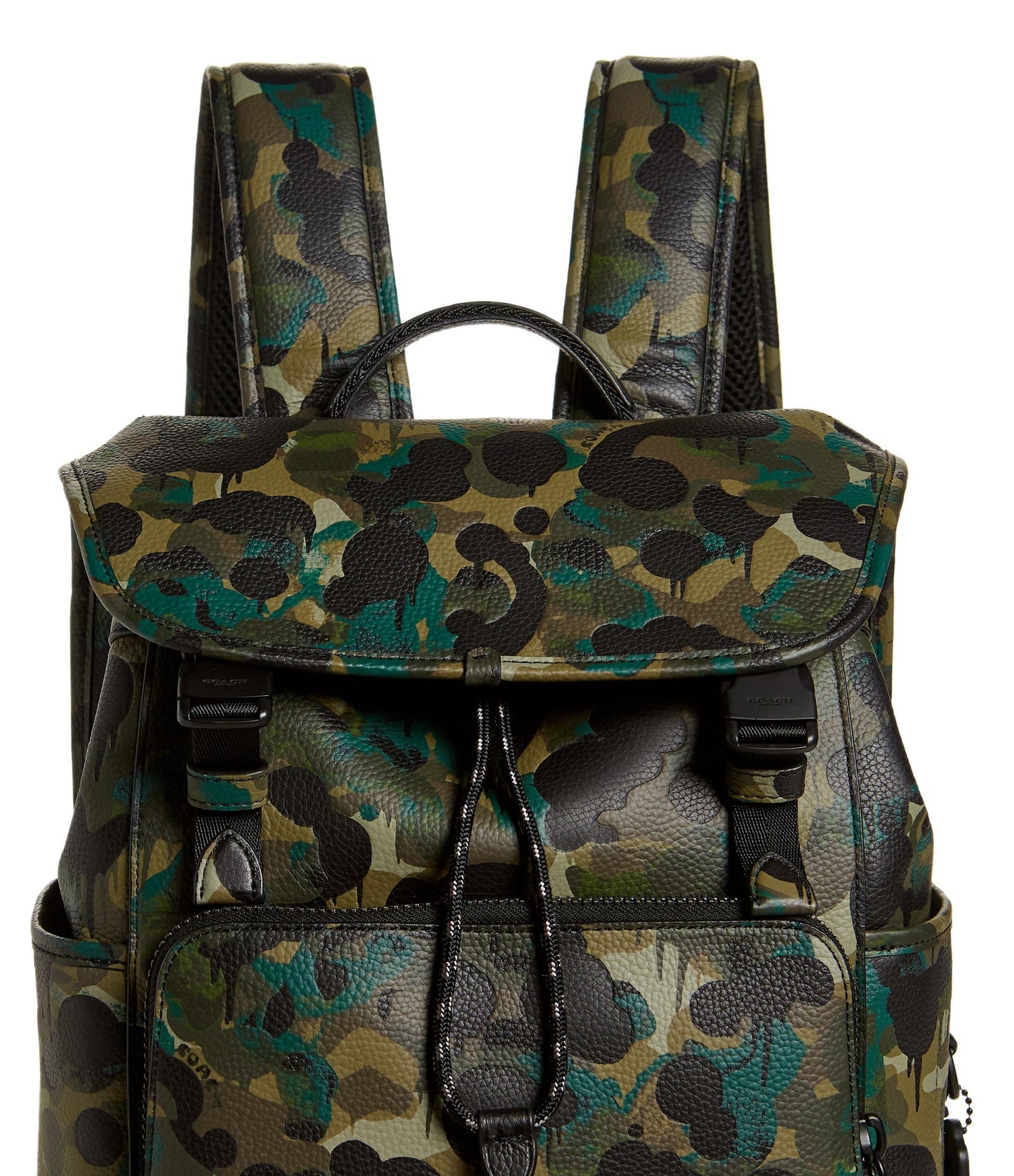 Coach Men's League Camo Print Leather Backpack Green Size Regular