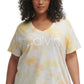 Calvin Klein Women's Stretch V Neck Active Wear T-Shirt Orange Size 2X