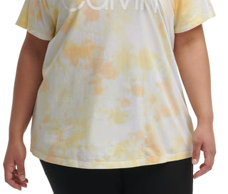 Calvin Klein Women's Stretch V Neck Active Wear T-Shirt Orange Size 2X