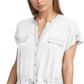 Calvin Klein Women's Contrast Trim Button Front Top White Size X-Large