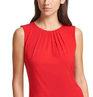 Calvin Klein Women's Pleated Sleeveless Top Red Size Petiet X-Small