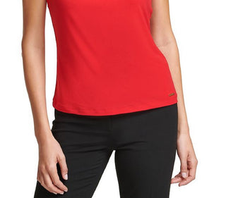 Calvin Klein Women's Pleated Sleeveless Top Red Size Petiet X-Small