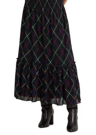 Ralph Lauren Women's Plaid Georgette Dress Black Size 8