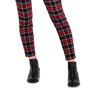 Tommy Hilfiger Women's Tribeca Plaid Print Skinny Pants Blue Size 12