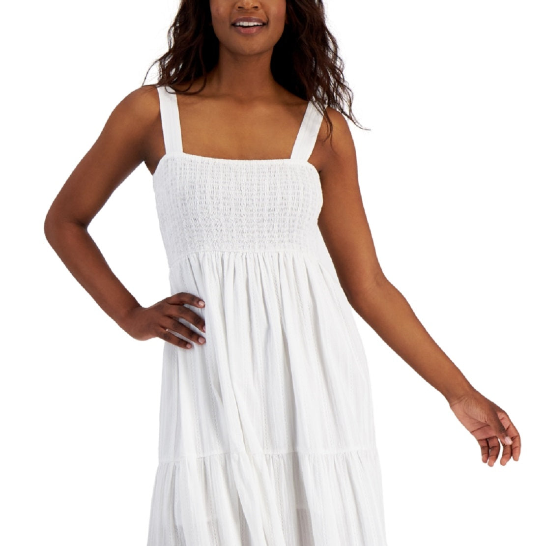 Tommy Hilfiger Women's Plaid Tiered Sleeveless Dress White Size X-Large