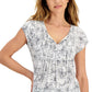Tommy Hilfiger Women's Floral Print Ladder Trim Pintucked Top White Size X-Large