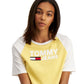 Tommy Jeans Women's Fused Logo Baseball T-Shirt Yellow Size Small