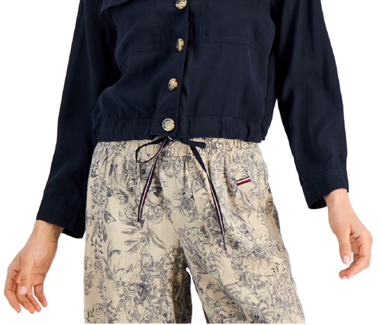 Tommy Hilfiger Women's Drawstring Trucker Jacket Blue Size Small