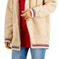 Tommy Hilfiger Women's Hooded Fleece Jacket Brown Size Medium