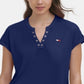 Tommy Hilfiger Women's Waffle Knit T-Shirt Blue Size X-Small