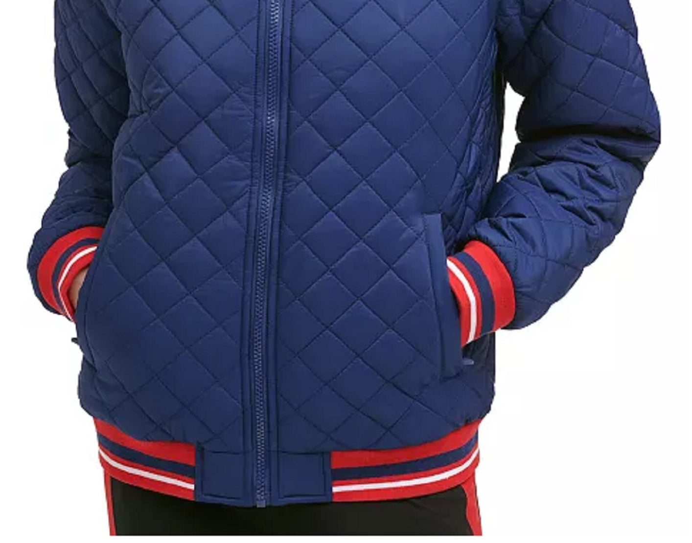Tommy Hilfiger Women's Quilted Bomber Jacket Blue Size X-Large