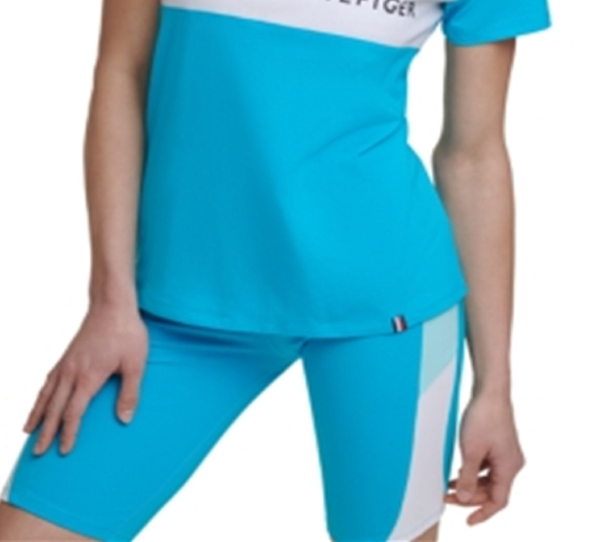 Tommy Hilfiger Women's Sport Colorblocked Logo T-Shirt Blue Size Medium