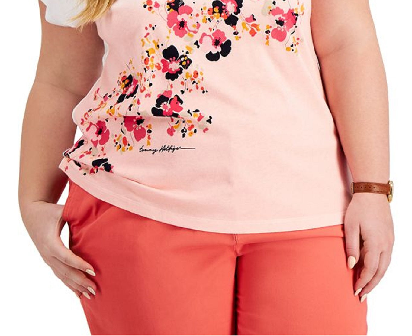 Tommy Hilfiger Women's Clover Print T-Shirt Pink Size 3X