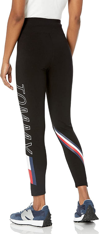 Tommy Hilfiger Women's High Rise Logo Leggings Black Size X-Small