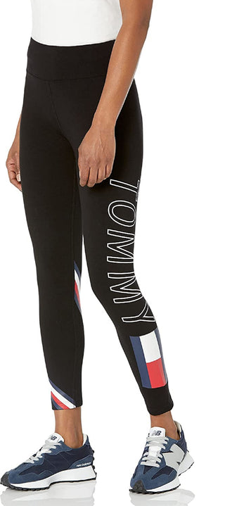 Tommy Hilfiger Women's High Rise Logo Leggings Black Size X-Small