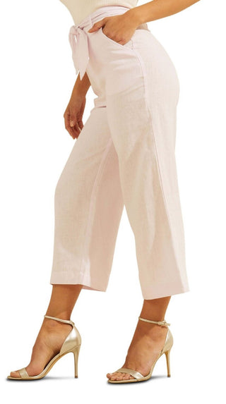 GUESS Women's Tessa Linen Culotte Pants Pink Size Large