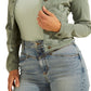 GUESS Women's Button Up Trucker Jacket Green Size Small