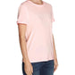 GUESS Women's 1981 Roll Cuff Logo Graphic Tee Pink Size Medium