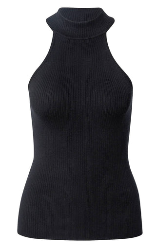GUESS Women's Halter Ribbed Mock Turtleneck Sweater Black Size Medium