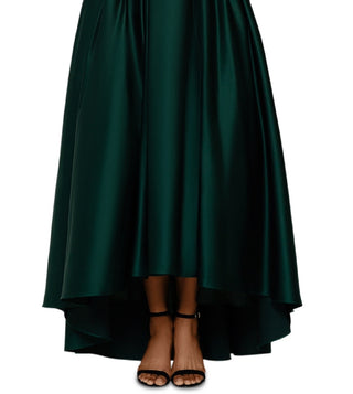 Betsy & Adam Women's Satin High Low Ball Gown Green Size 12
