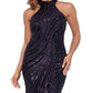 Aqua Women's Mock Neck Sequin Gown Black Size 12