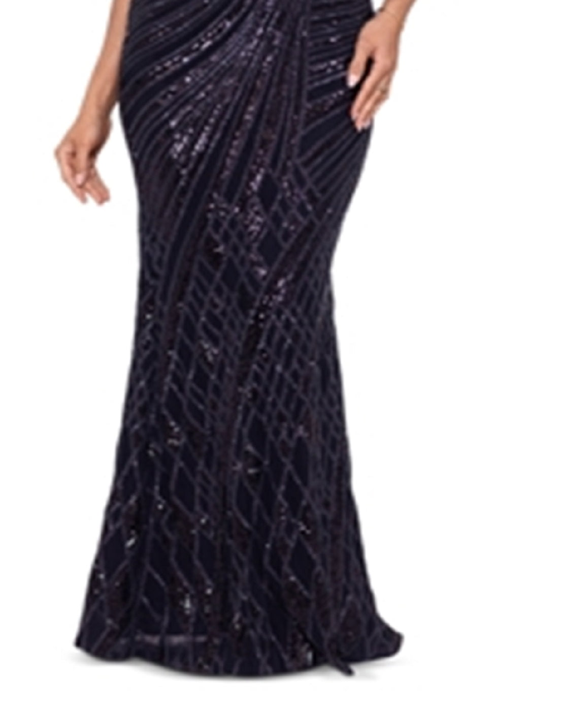 Aqua Women's Mock Neck Sequin Gown Black Size 12