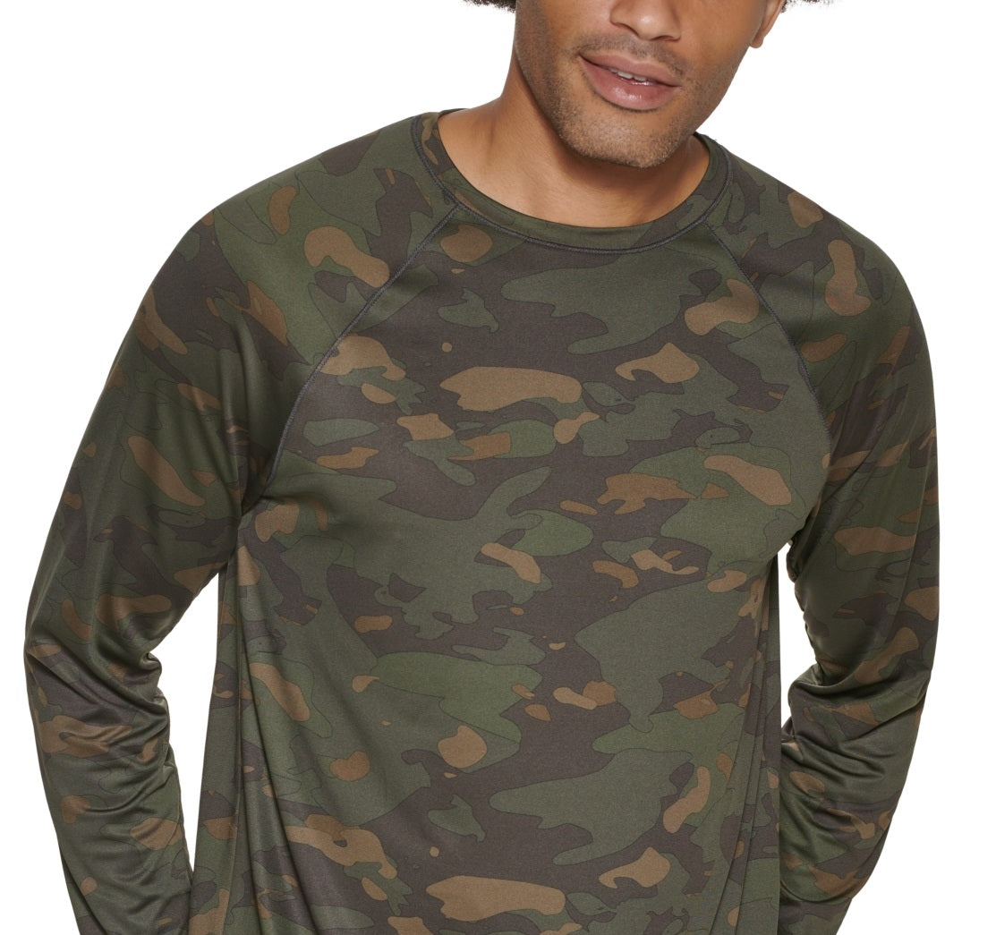 Bass Outdoor Men's Camouflage Base Layer Long Sleeve T-Shirt Green Size Large