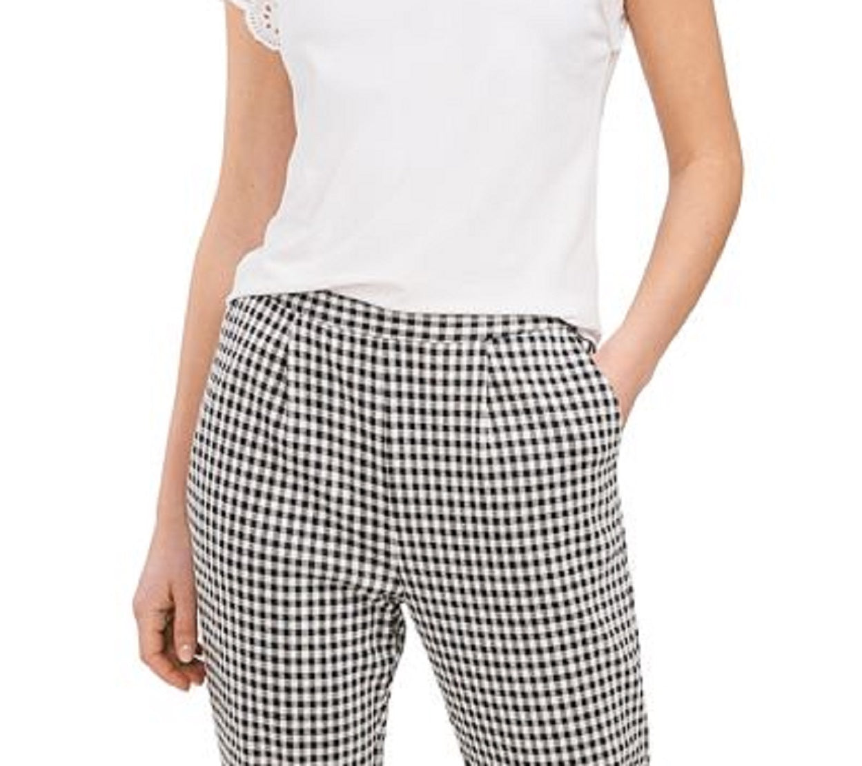 Riley & Rae Women's Rue Gingham Print Pants Gray Size 14