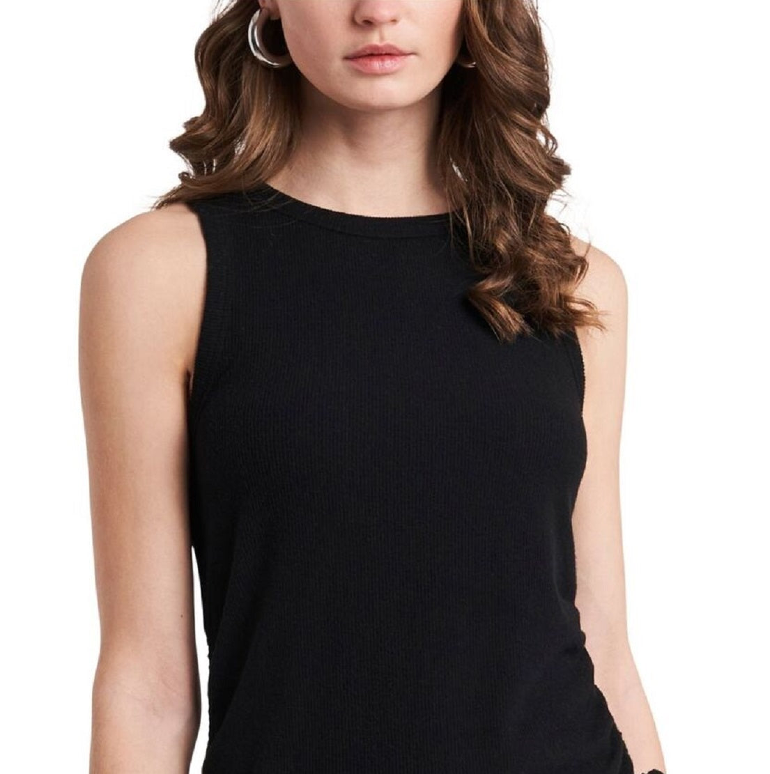 1.STATE Women's Side Seam Ruched Tank Black Size Small