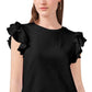 Vince Camuto Women's Tiered Ruffled Sleeve T-Shirt Black Size X-Large