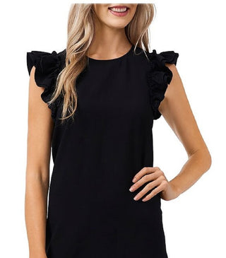 CeCe Women's Flutter Sleeve Shift Dress Black Size 10