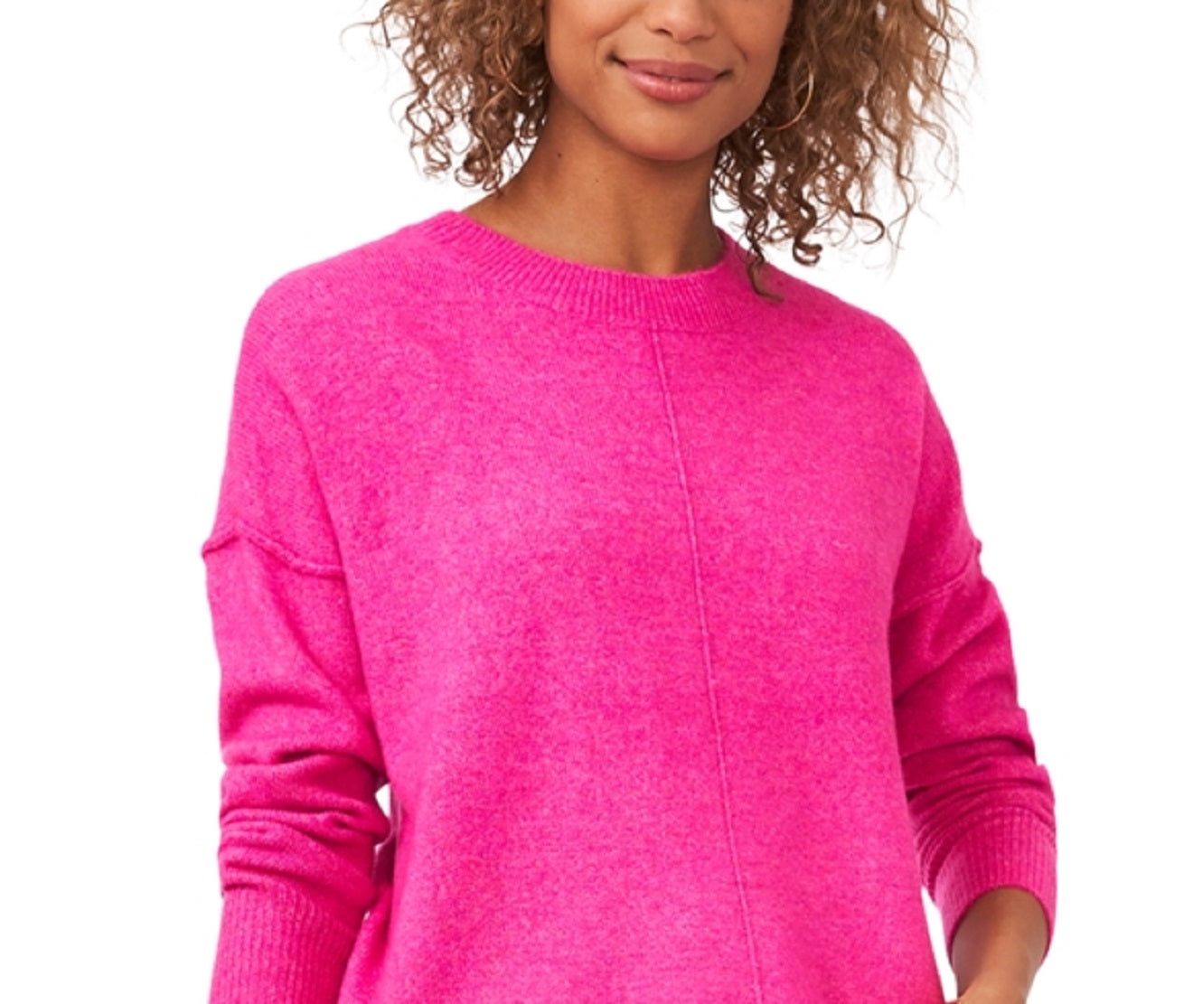 Vince Camuto Women's Center Seam Crewneck Sweater Pink Size X-Large
