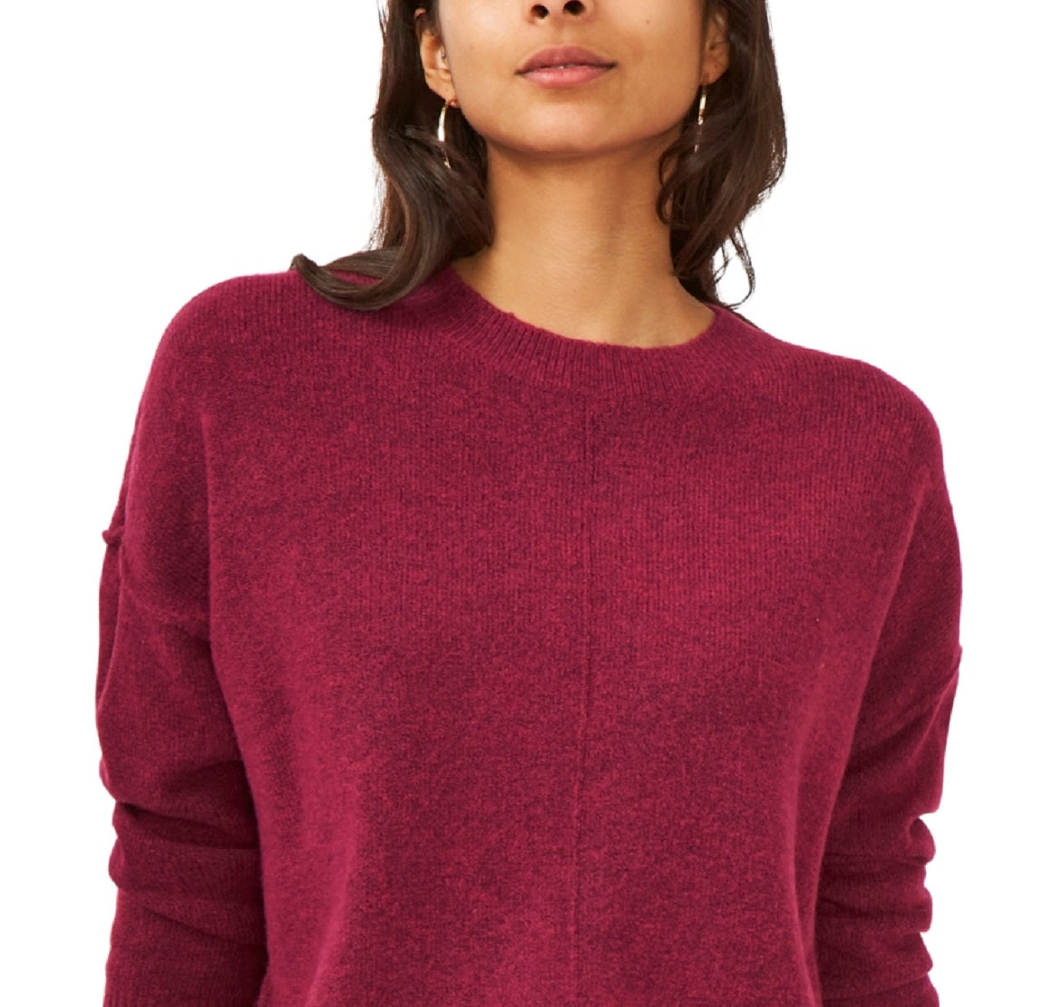 Vince Camuto Women's Center Seam Crewneck Sweater Red Size Large