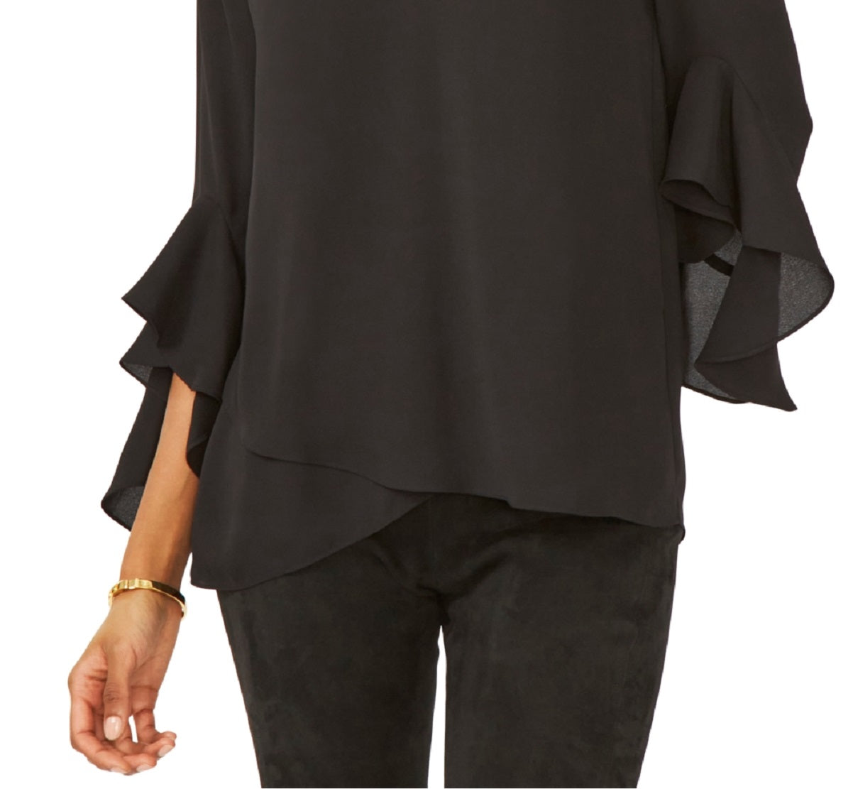 Vince Camuto Women's Trumpet Sleeve Top Black Size Medium