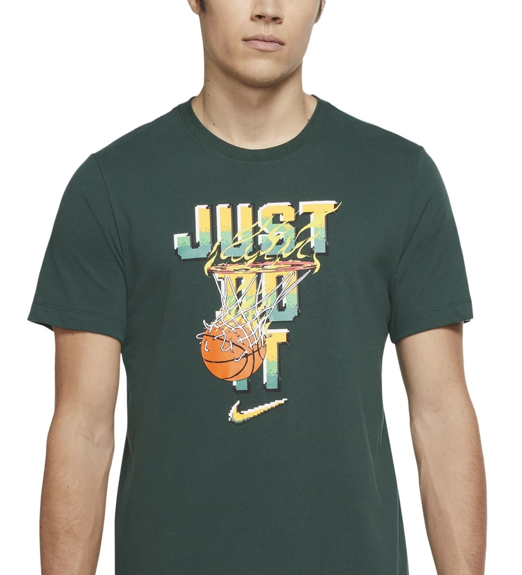 Nike Men's Just Do It Hoop T-Shirt Green Size Medium
