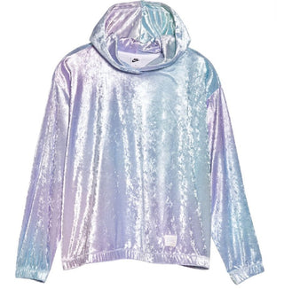 Nike Women's Sportswear Velour Hoodie Blue Size 3X