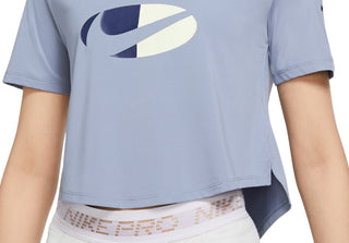 Nike Women's Dri Fit One Cropped Top Blue Size X-Small
