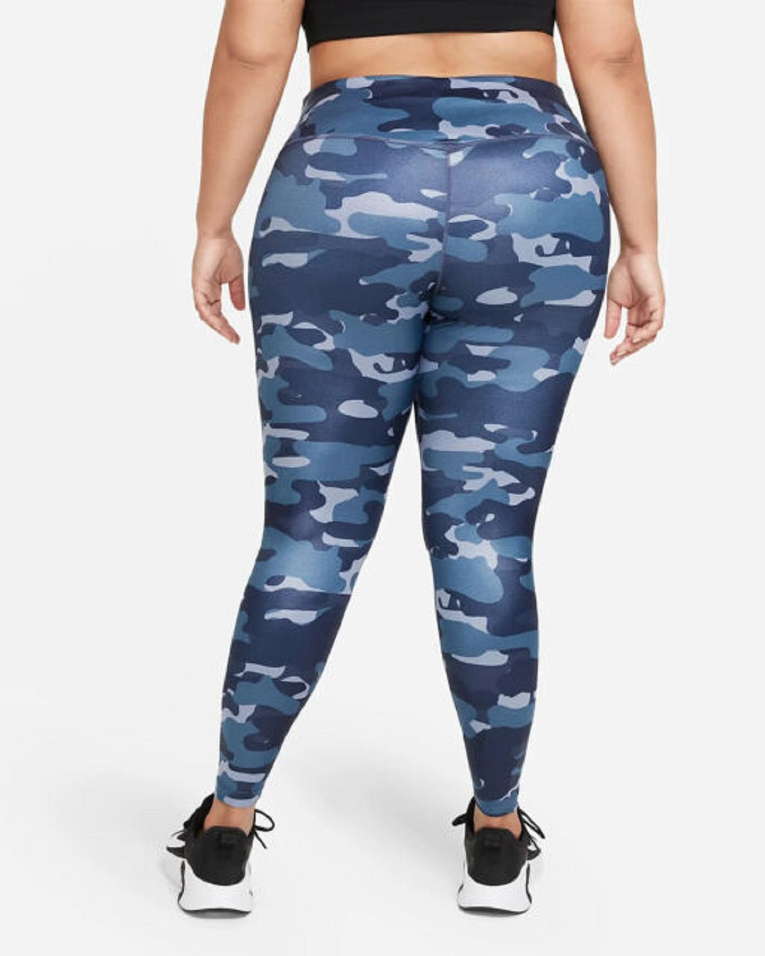 Nike Women's Dri Fit One Plus Mid Rise Camo Print Leggings Blue Size 1X