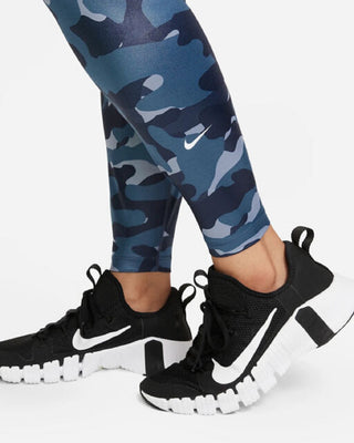 Nike Women's Dri Fit One Plus Mid Rise Camo Print Leggings Blue Size 1X