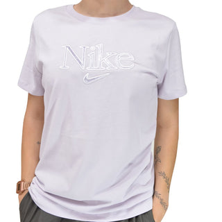 Nike Women's Stretch Logo Graphic Short Sleeve Crew Neck T-Shirt Purple Size 1X