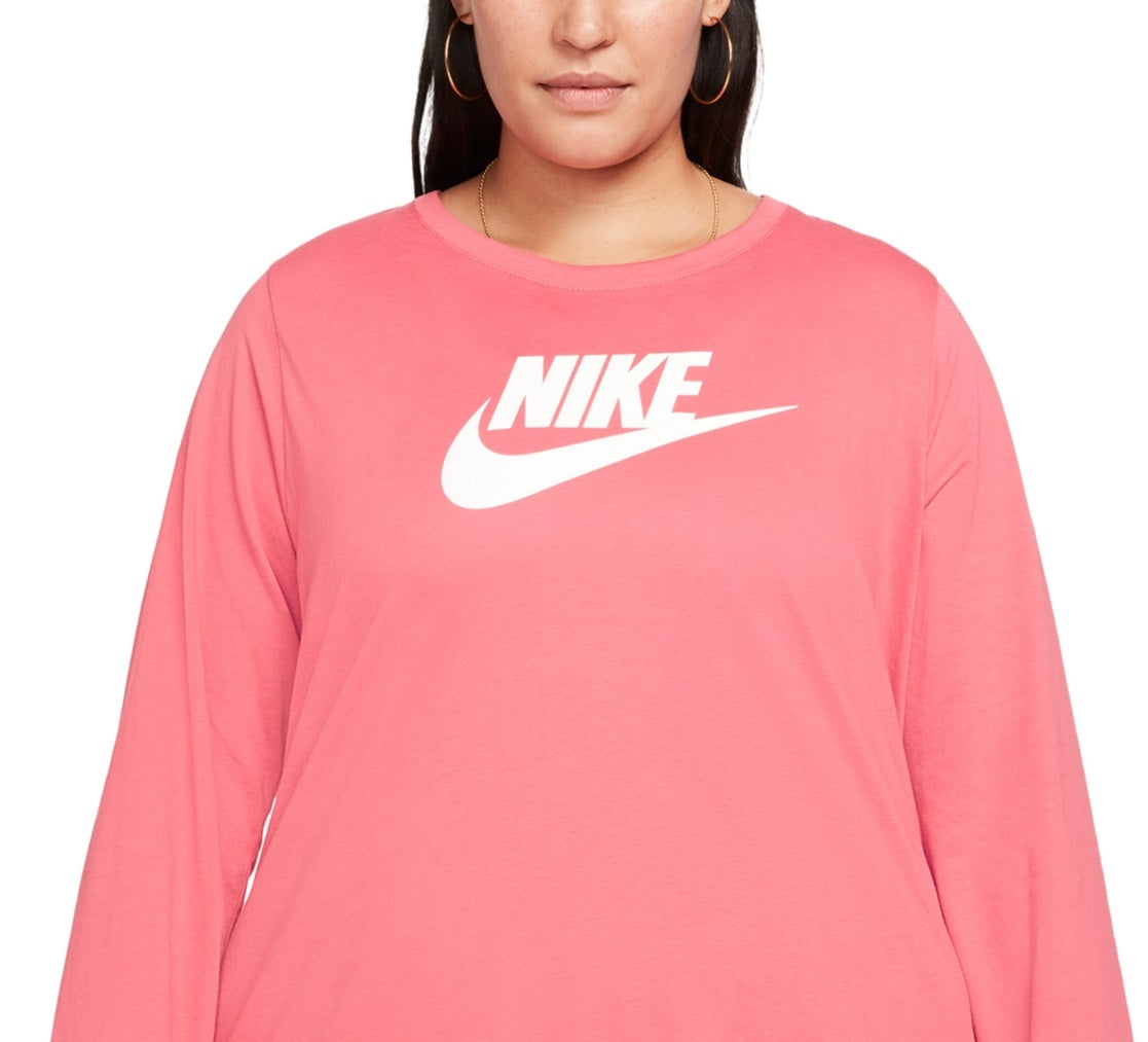 Nike Women's Cotton Graphic Top Pink Size 3X