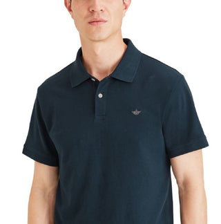 Dockers Men's Icon Slim Fit Embroidered Logo Polo Shirt Blue Size Large