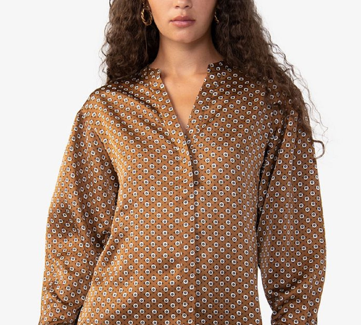 Sanctuary Women's Modern Print Blouse Brown Size Large