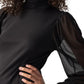 Sanctuary Women's n My Mind Mesh Sleeve Mock Neck Top Black Size Medium
