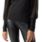 Sanctuary Women's n My Mind Mesh Sleeve Mock Neck Top Black Size Medium