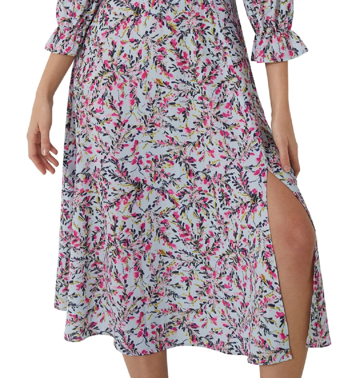 French Connection Women's Flores Verona Empire Waist Crepe Dress Blue Size Medium