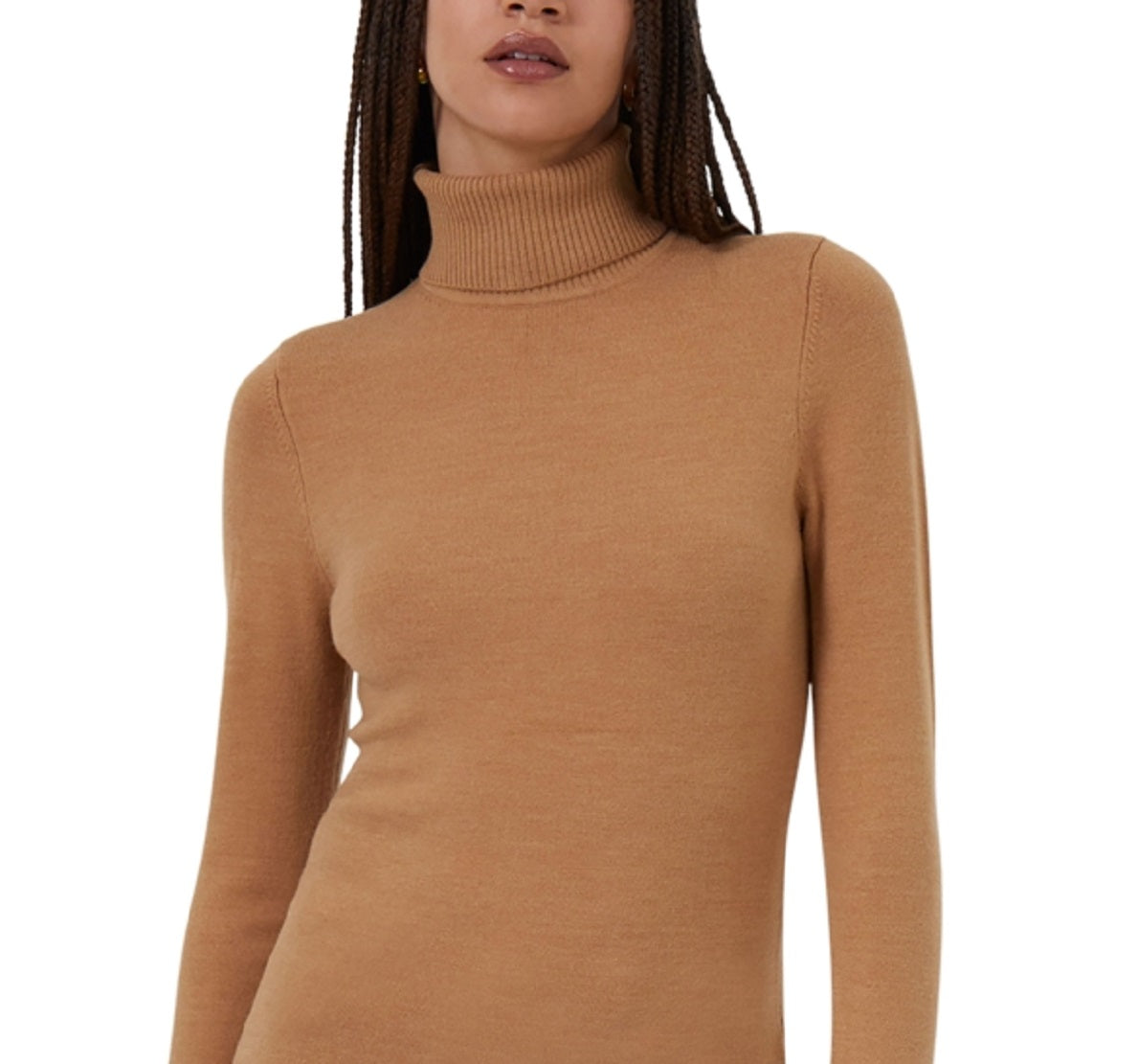 French Connection Women's Long Sleeve Turtleneck Top Brown Size Medium